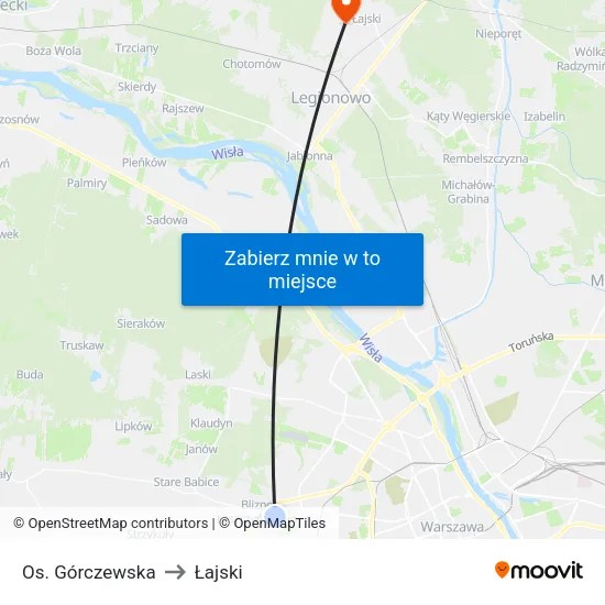 Os. Górczewska to Łajski map