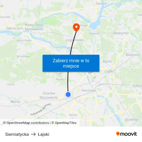 Siemiatycka to Łajski map