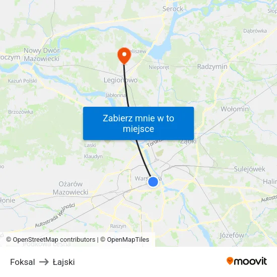 Foksal to Łajski map
