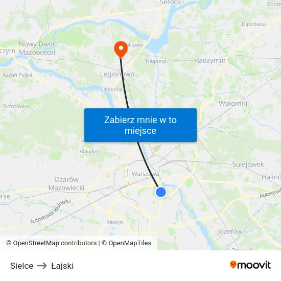 Sielce to Łajski map