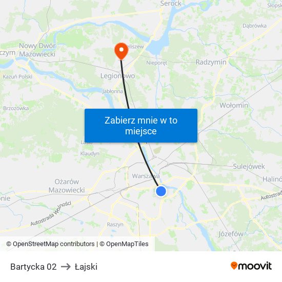 Bartycka to Łajski map