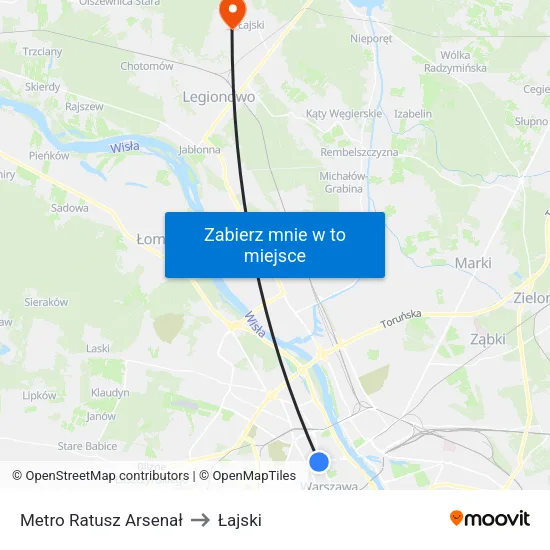Metro Ratusz Arsenał to Łajski map