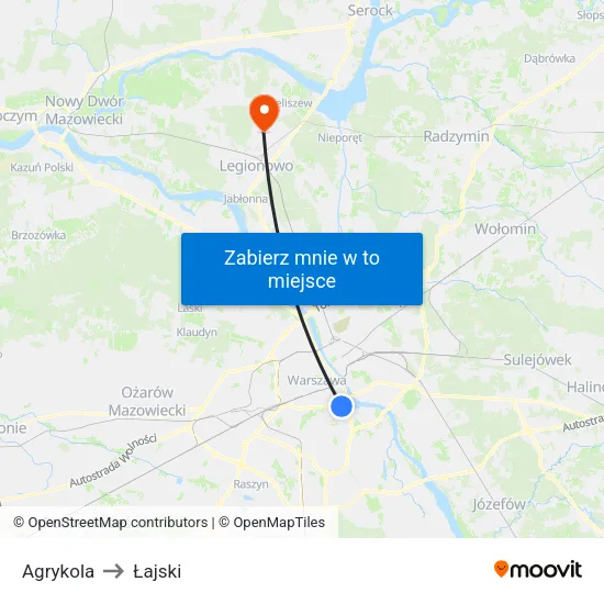 Agrykola to Łajski map