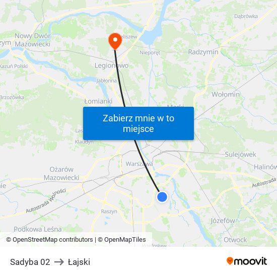 Sadyba 02 to Łajski map