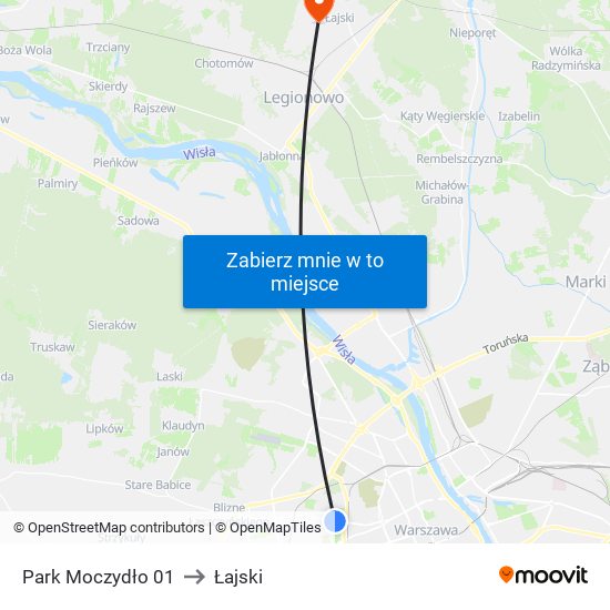 Park Moczydło to Łajski map