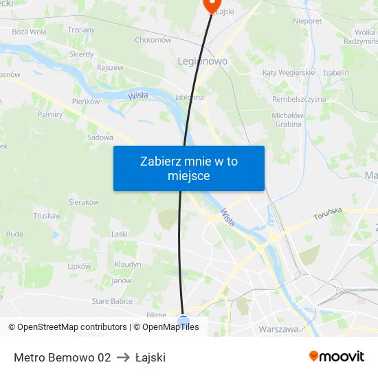 Metro Bemowo 02 to Łajski map