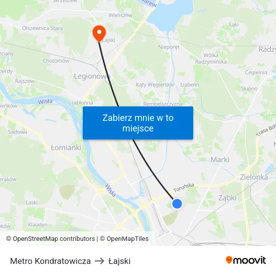 Metro Kondratowicza to Łajski map