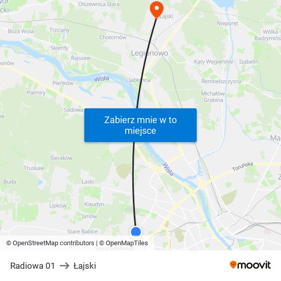 Radiowa to Łajski map