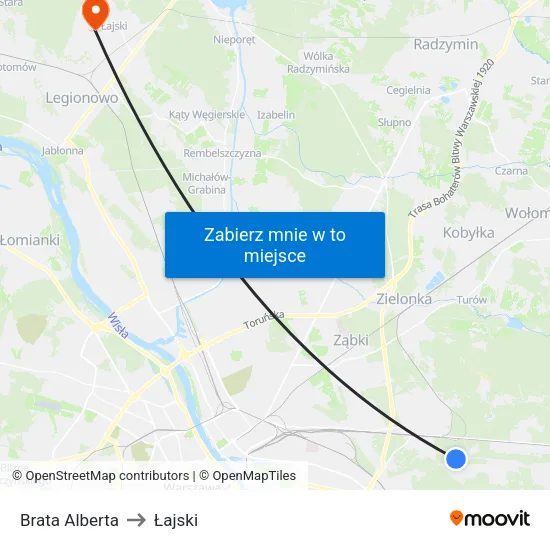 Brata Alberta to Łajski map