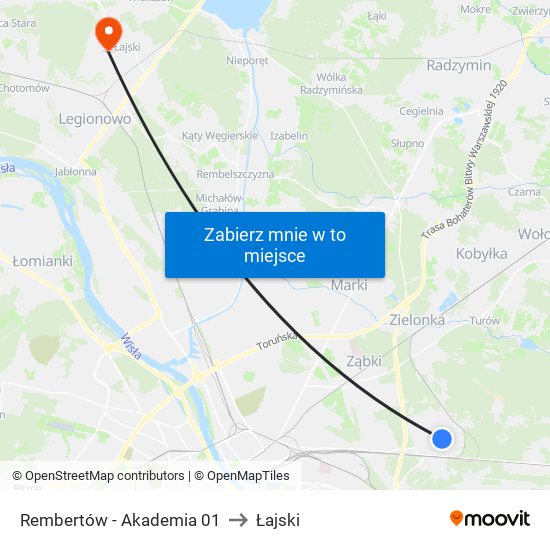 Rembertów - Akademia 01 to Łajski map