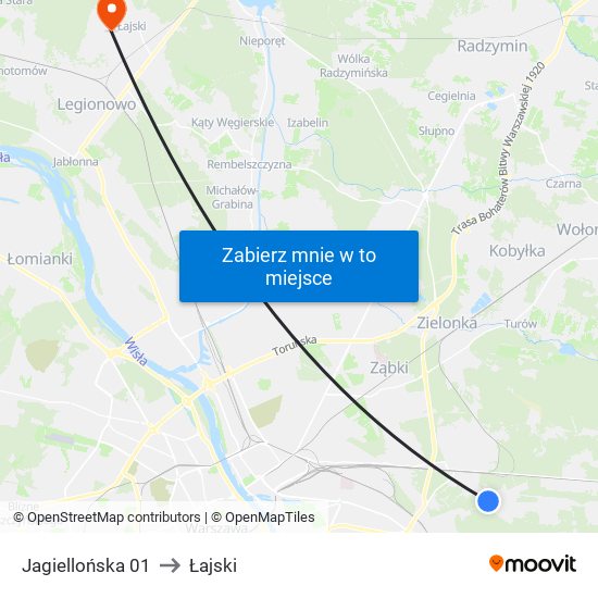 Jagiellońska 01 to Łajski map