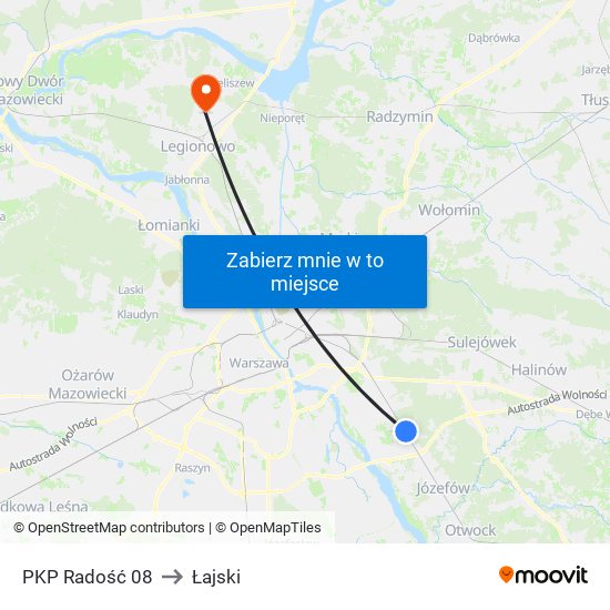 PKP Radość 08 to Łajski map