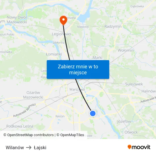 Wilanów to Łajski map