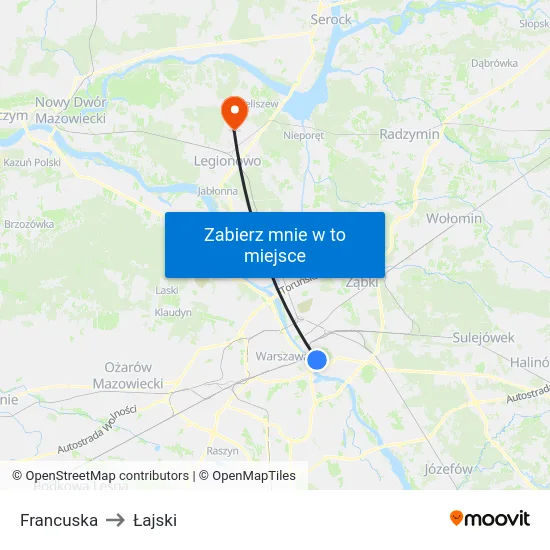 Francuska to Łajski map