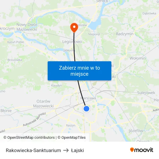 Rakowiecka - Sanktuarium to Łajski map