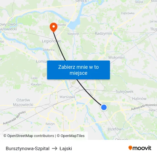 Bursztynowa - Szpital to Łajski map
