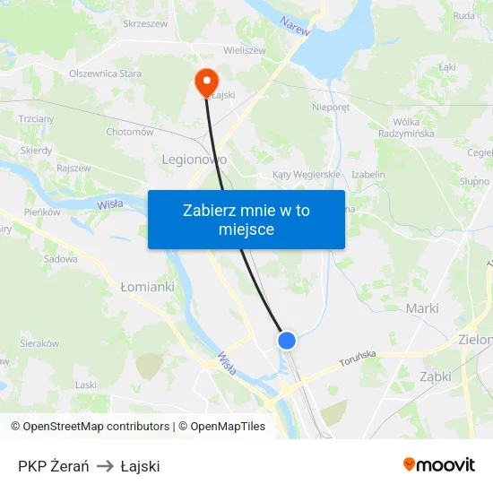PKP Żerań to Łajski map