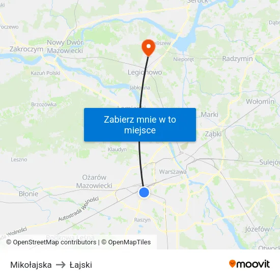 Mikołajska to Łajski map