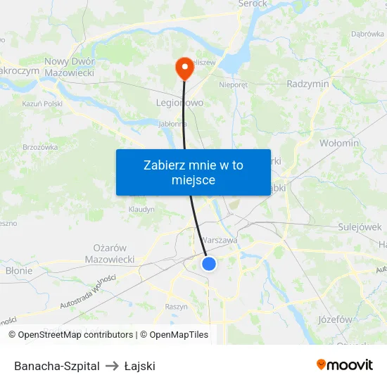 Banacha - Szpital to Łajski map