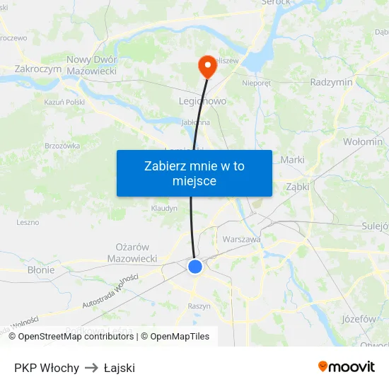 PKP Włochy to Łajski map