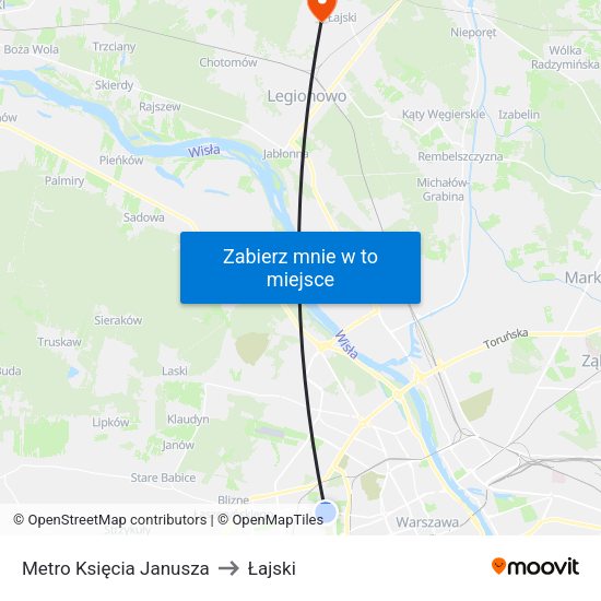 Metro Księcia Janusza to Łajski map