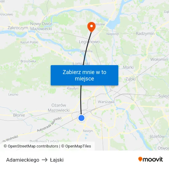 Adamieckiego to Łajski map