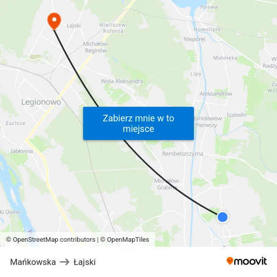Mańkowska to Łajski map