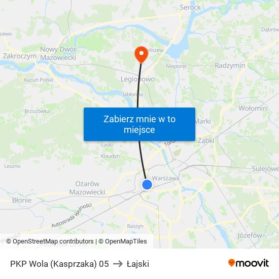 PKP Wola (Kasprzaka) to Łajski map