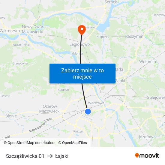 Szczęśliwicka 01 to Łajski map