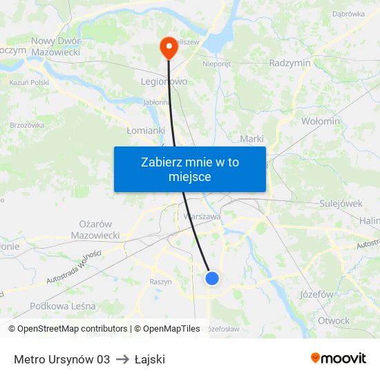 Metro Ursynów 03 to Łajski map