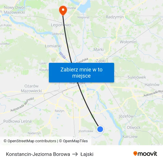 Konstancin-Jeziorna Borowa to Łajski map