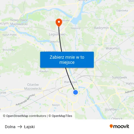 Dolna to Łajski map