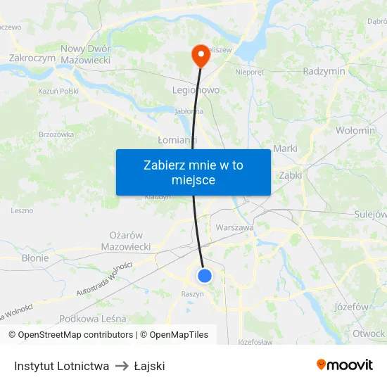 Instytut Lotnictwa to Łajski map