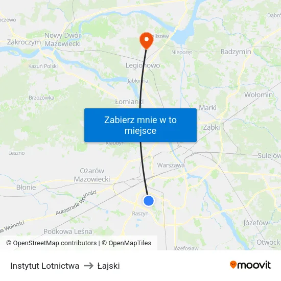Instytut Lotnictwa to Łajski map