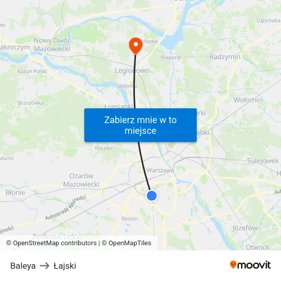 Baleya to Łajski map