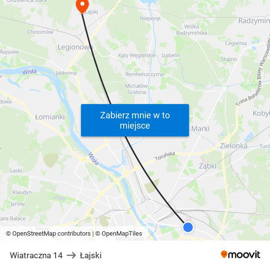 Wiatraczna 14 to Łajski map