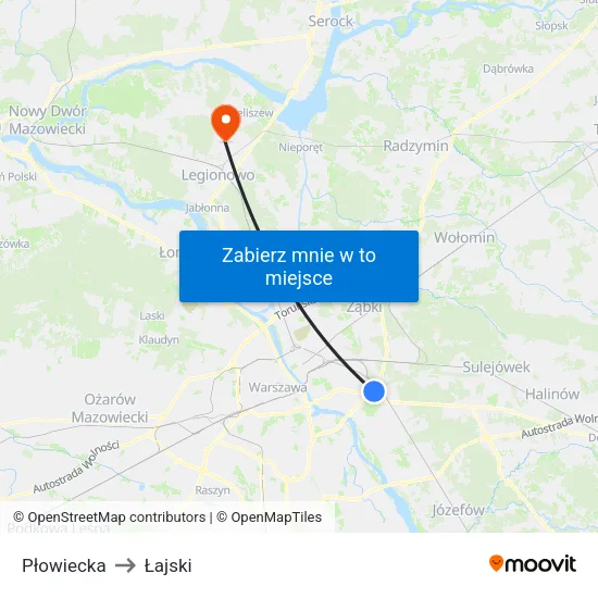 Płowiecka to Łajski map