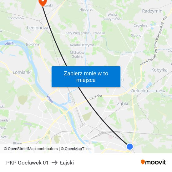 PKP Gocławek 01 to Łajski map