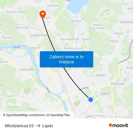 Młodzieńcza 03 to Łajski map