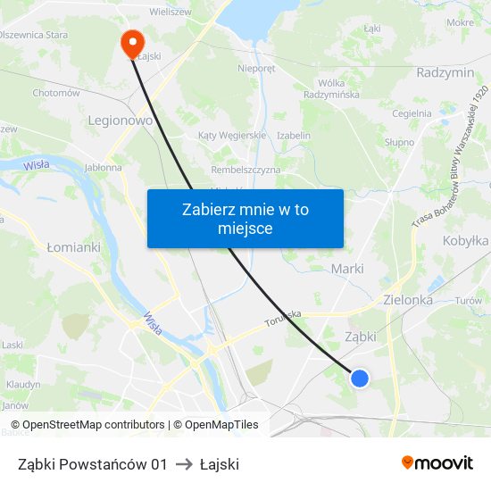 Ząbki Powstańców 01 to Łajski map