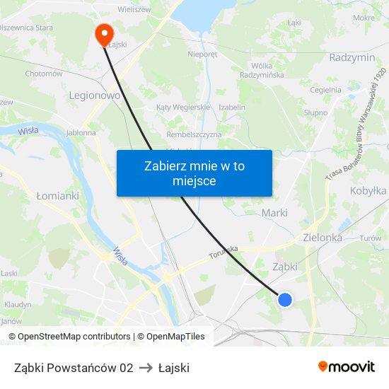 Ząbki Powstańców 02 to Łajski map