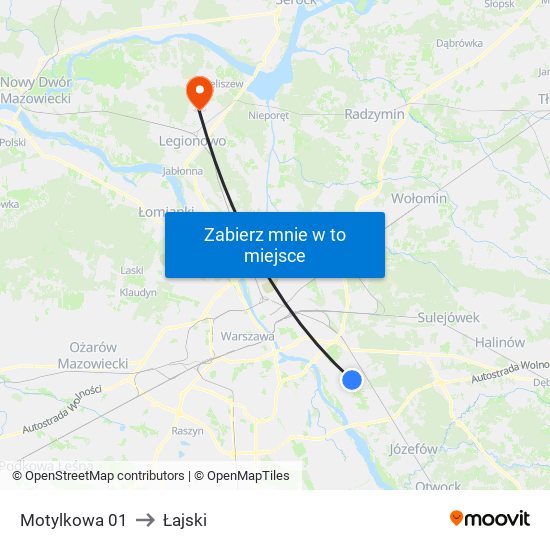 Motylkowa 01 to Łajski map