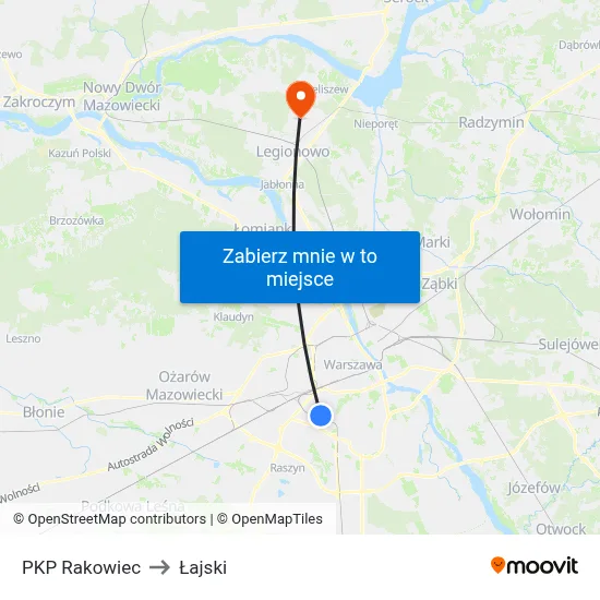 PKP Rakowiec to Łajski map