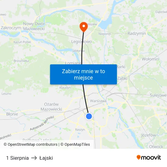 1 Sierpnia to Łajski map