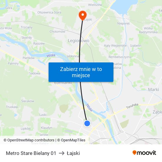 Metro Stare Bielany 01 to Łajski map