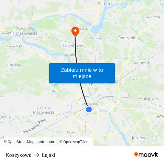 Koszykowa to Łajski map