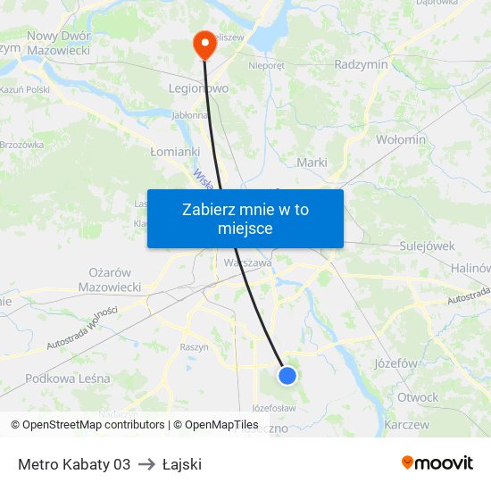 Metro Kabaty 03 to Łajski map