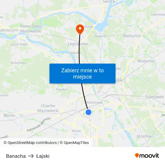 Banacha to Łajski map