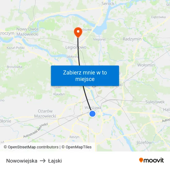Nowowiejska to Łajski map