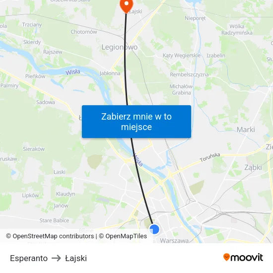 Esperanto to Łajski map